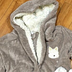 Luxury Sherpa cotton hooded fleece tan woman’s robe poodle dog doodle Ma…